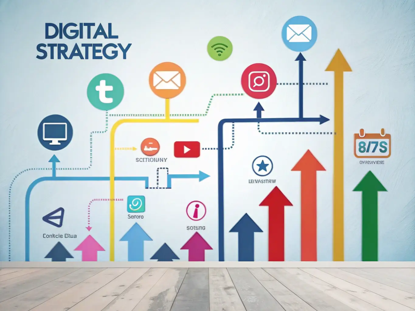 A diagram illustrating the transformation process of a digital strategy, highlighting the key stages and elements involved in redefining a business's digital approach.
