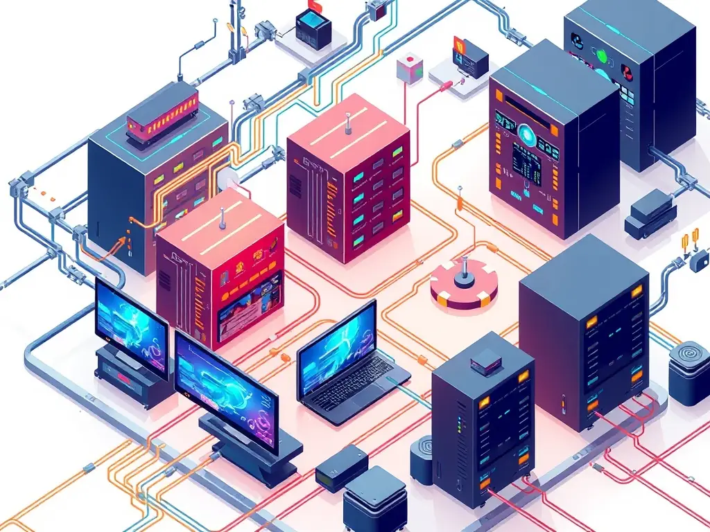A visually appealing illustration depicting a modular digital ecosystem with interconnected components, symbolizing the seamless integration of various digital elements.